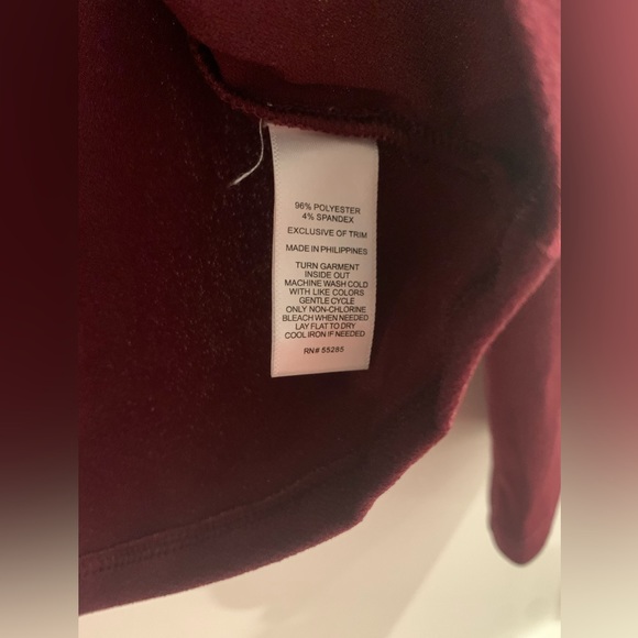 Red lace up front long sleeve top. Size small. - Picture 4 of 8